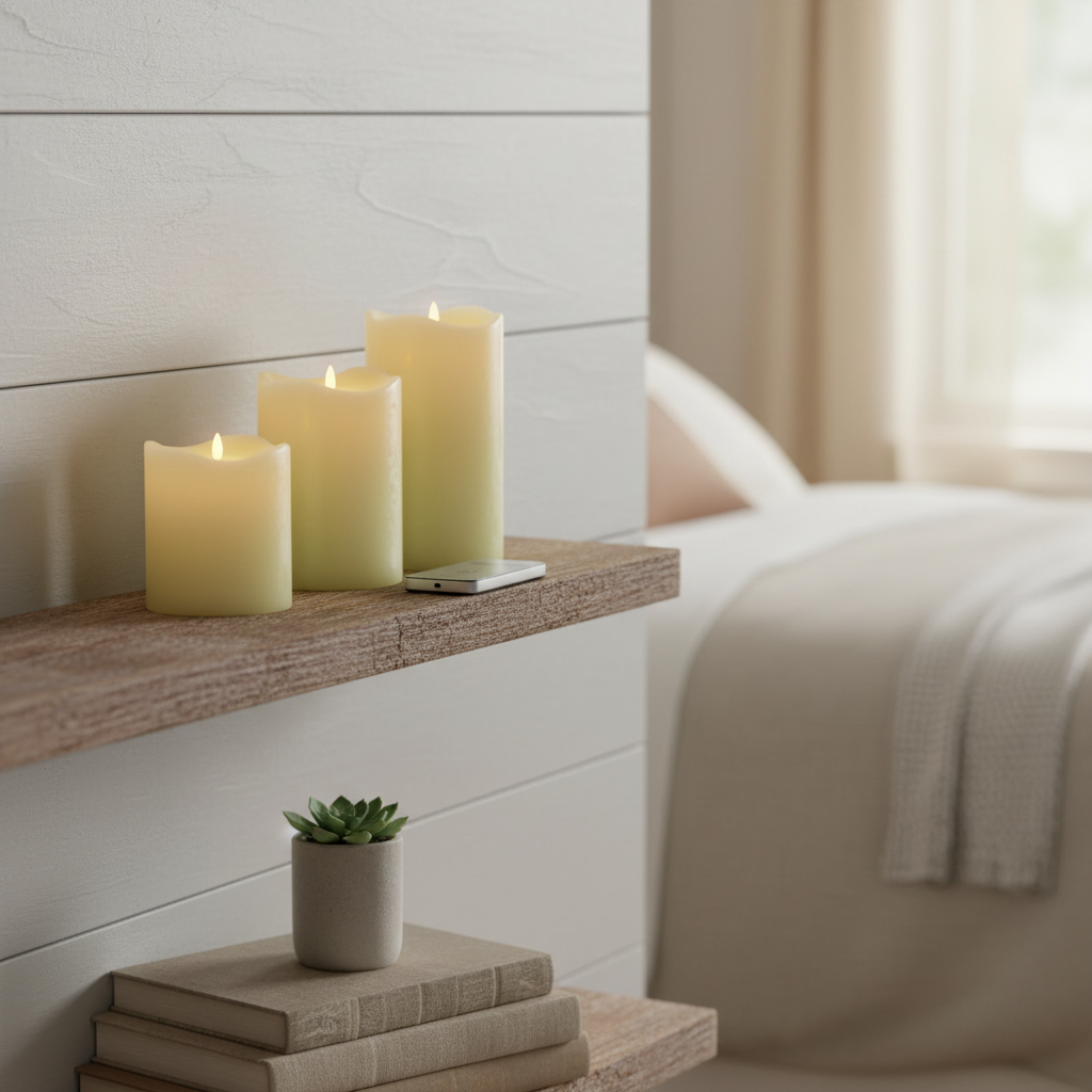 3-Piece LED Wave Top Unscented Ivory Candle Gift Set with Remote