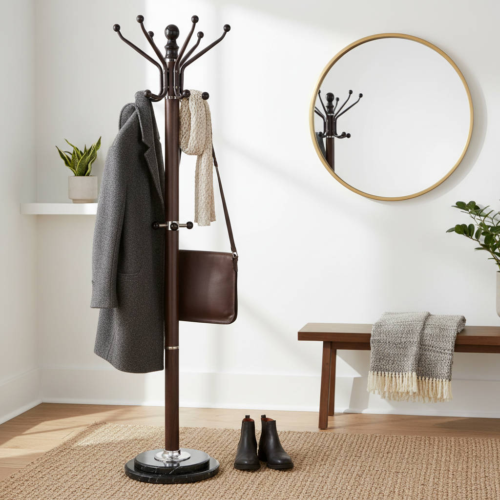 Chloe Heavy-Duty Coat Rack with Double Marble Base