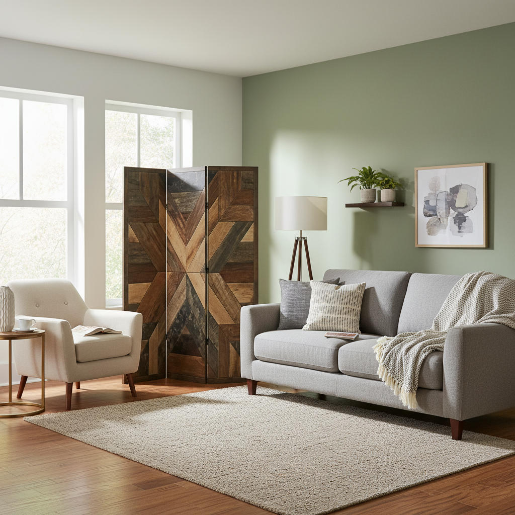 Double Sided Canvas Room Divider Alder Decorative Screen For Home