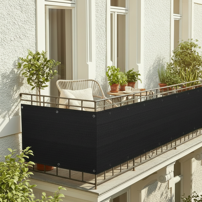 Privacy Balcony Cover – Black, Outdoor Balcony Privacy Screen