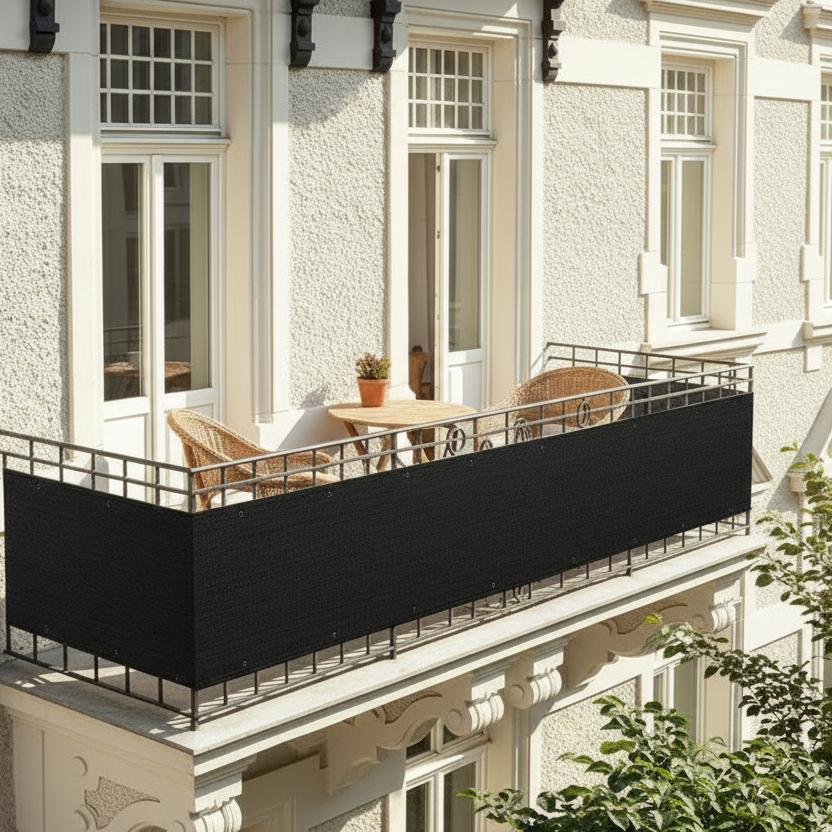 Privacy Balcony Cover – Black, Outdoor Balcony Privacy Screen