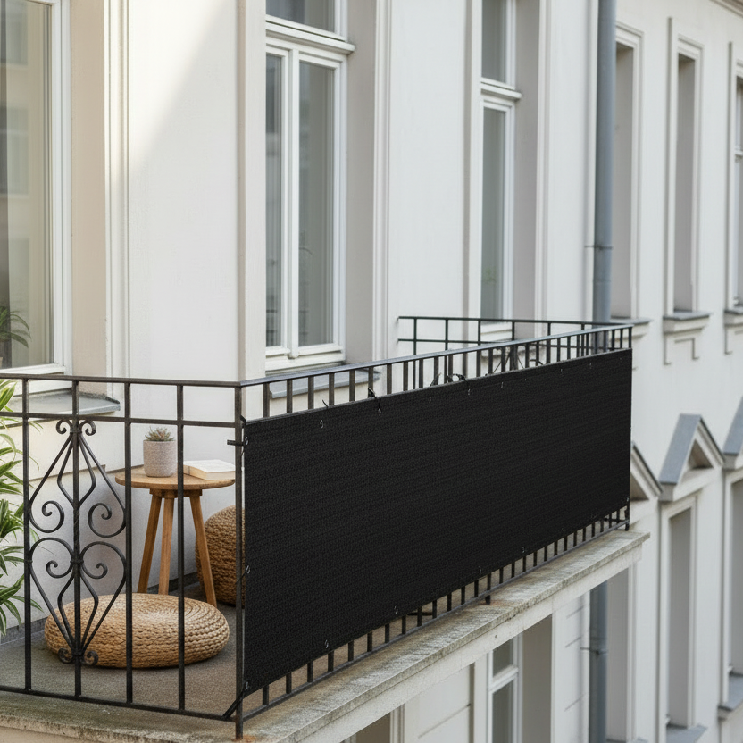 Privacy Balcony Cover – Black, Outdoor Balcony Privacy Screen