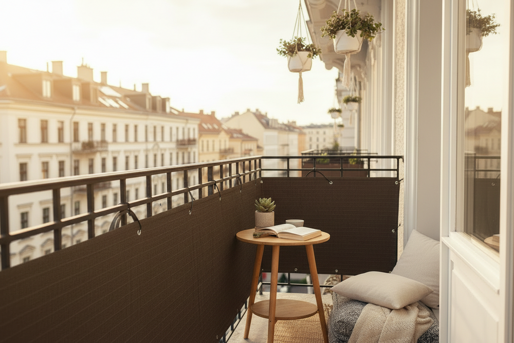 Privacy Balcony Cover – Chocolate Brown, Outdoor Balcony Shade