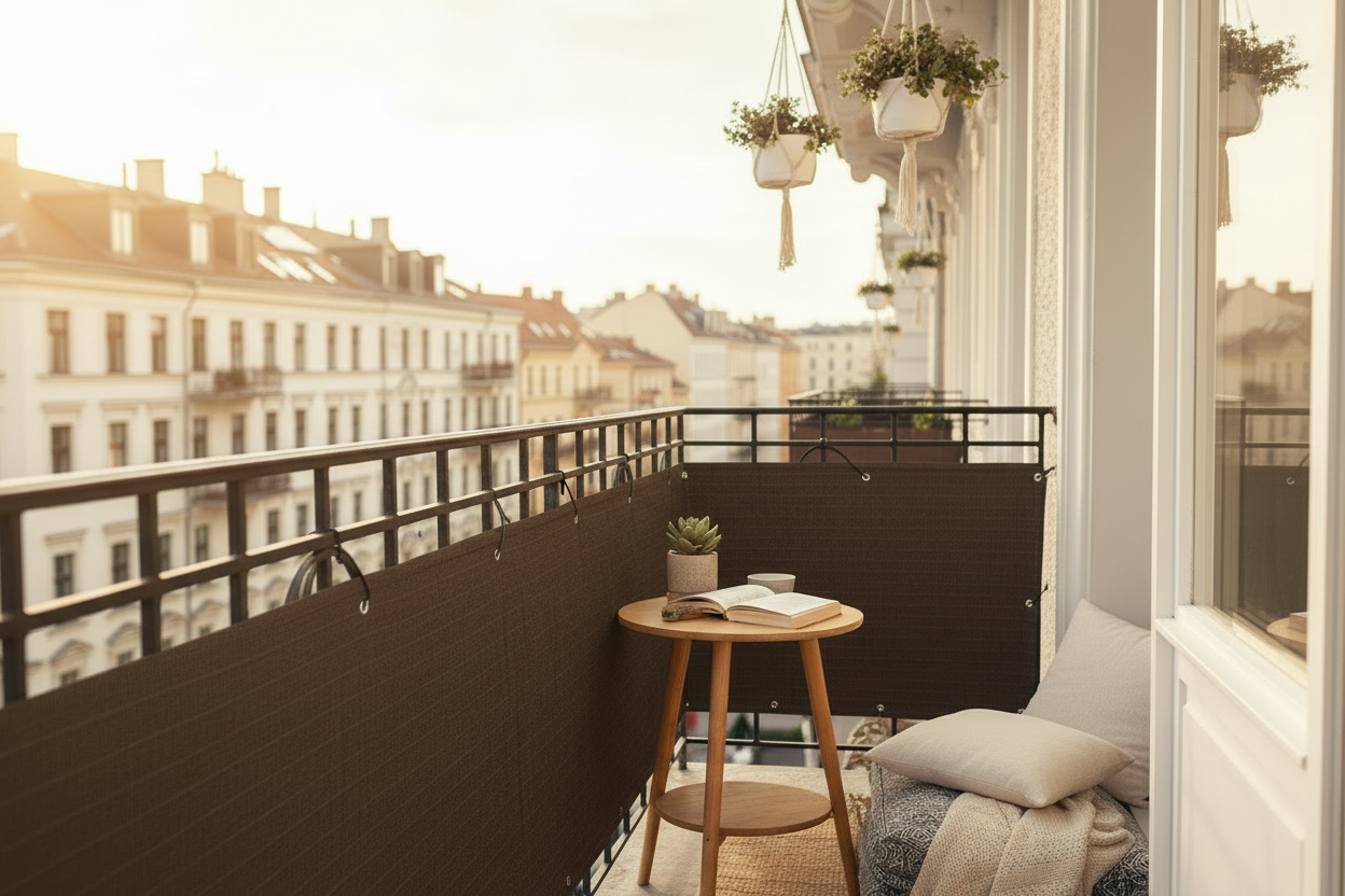 Privacy Balcony Cover – Chocolate Brown, Outdoor Balcony Shade