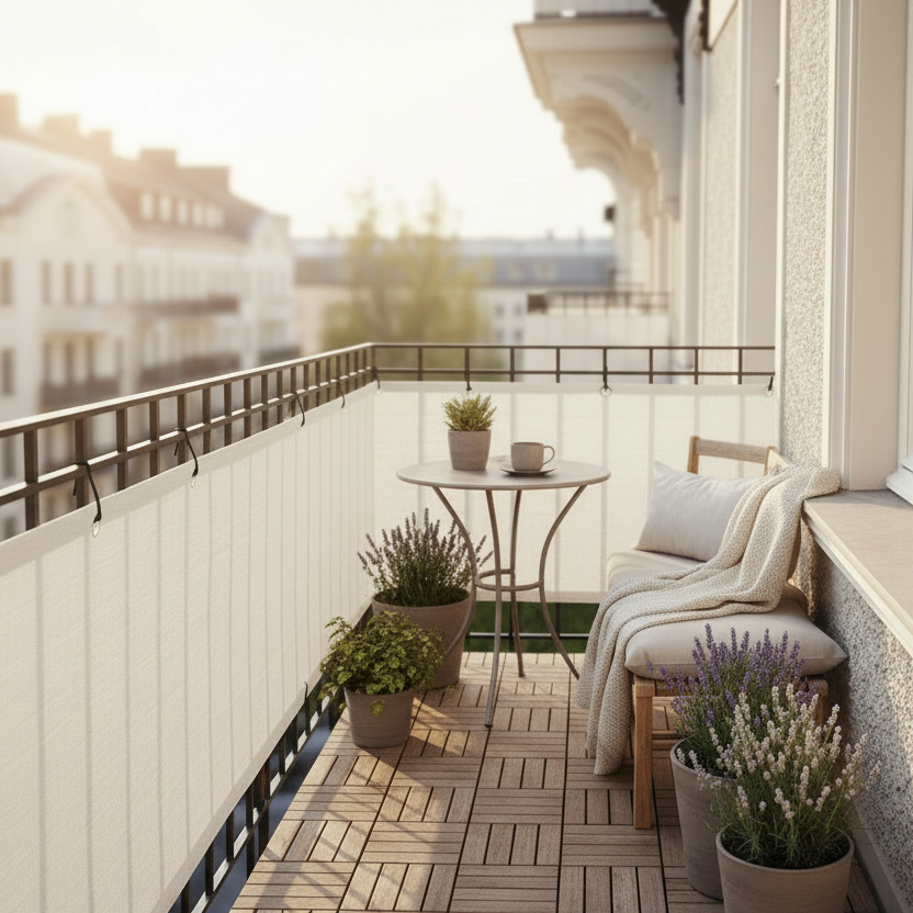 Privacy Balcony Cover – Ivory, Outdoor Screening & Sun Protection