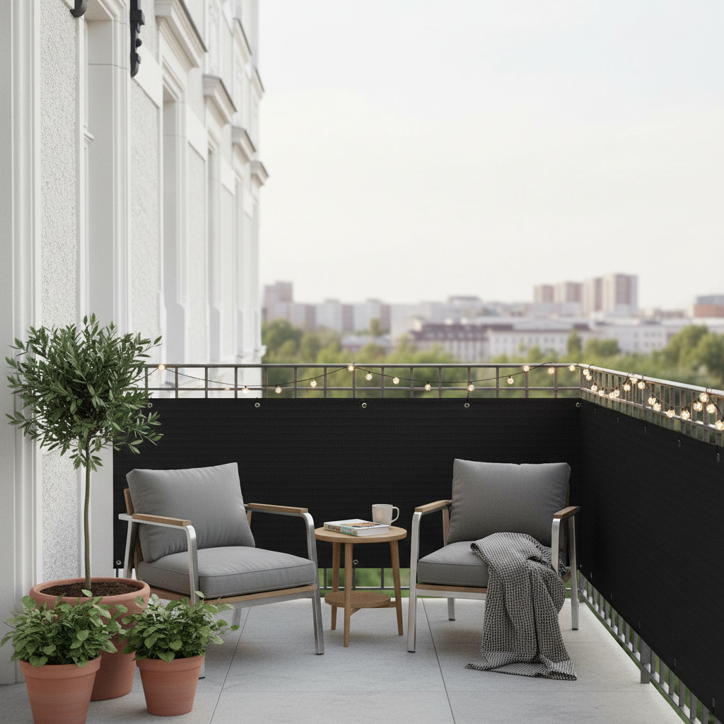 Privacy Balcony Cover – Black, Outdoor Balcony Privacy Screen