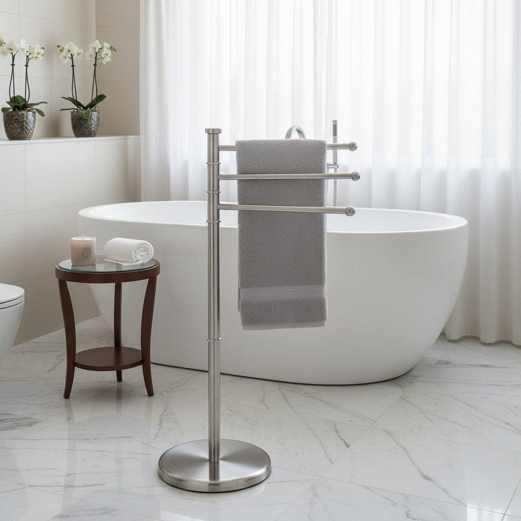 Brett 3-Arm Towel Stand, Bathroom Organizer
