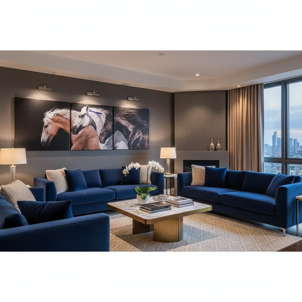 Canvas Wall Art Triple Horse Head Home Decor
