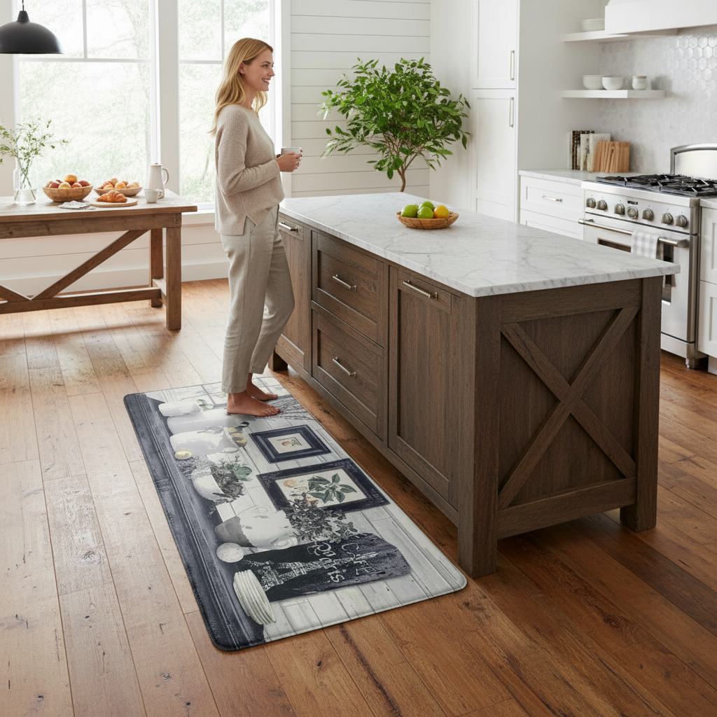 Memory Foam Floor Mat Bevel Paris Farm, Kitchen Comfort Mat, Anti-Fatigue Home Mat