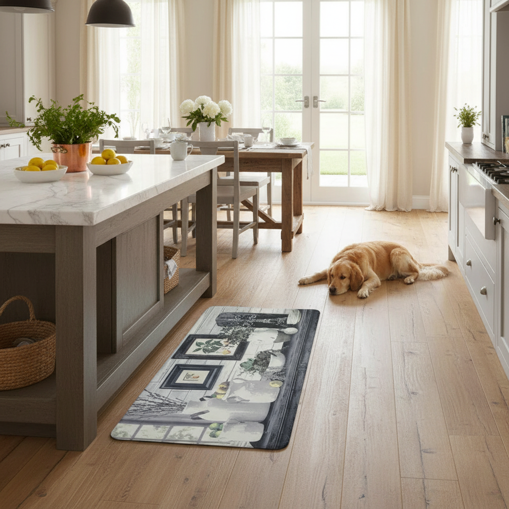Memory Foam Floor Mat Bevel Paris Farm, Kitchen Comfort Mat, Anti-Fatigue Home Mat