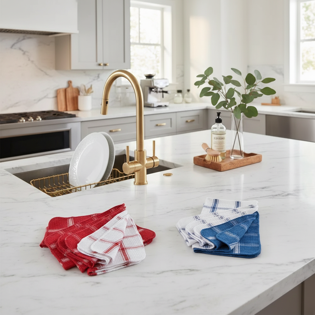 Waffle Dish Cloths 6 Pack Assorted Colors Kitchen Cleaning Cloths - Set of 2