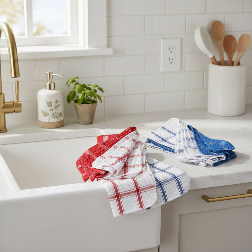 Waffle Dish Cloths 6 Pack Assorted Colors Kitchen Cleaning Cloths - Set of 2
