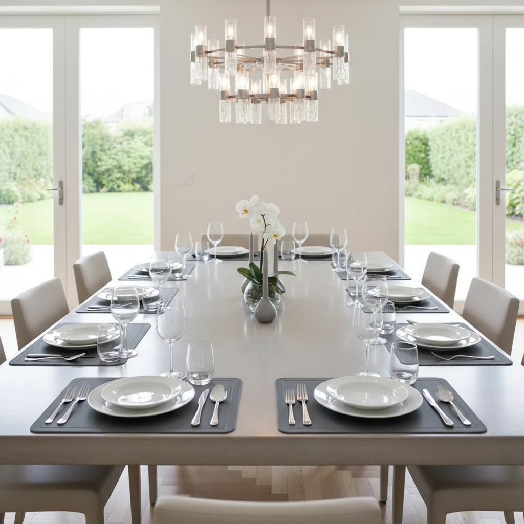 Cool Gray Plastic Dining Placemat – Durable, Easy Clean, Modern Table Decor – Set of 12