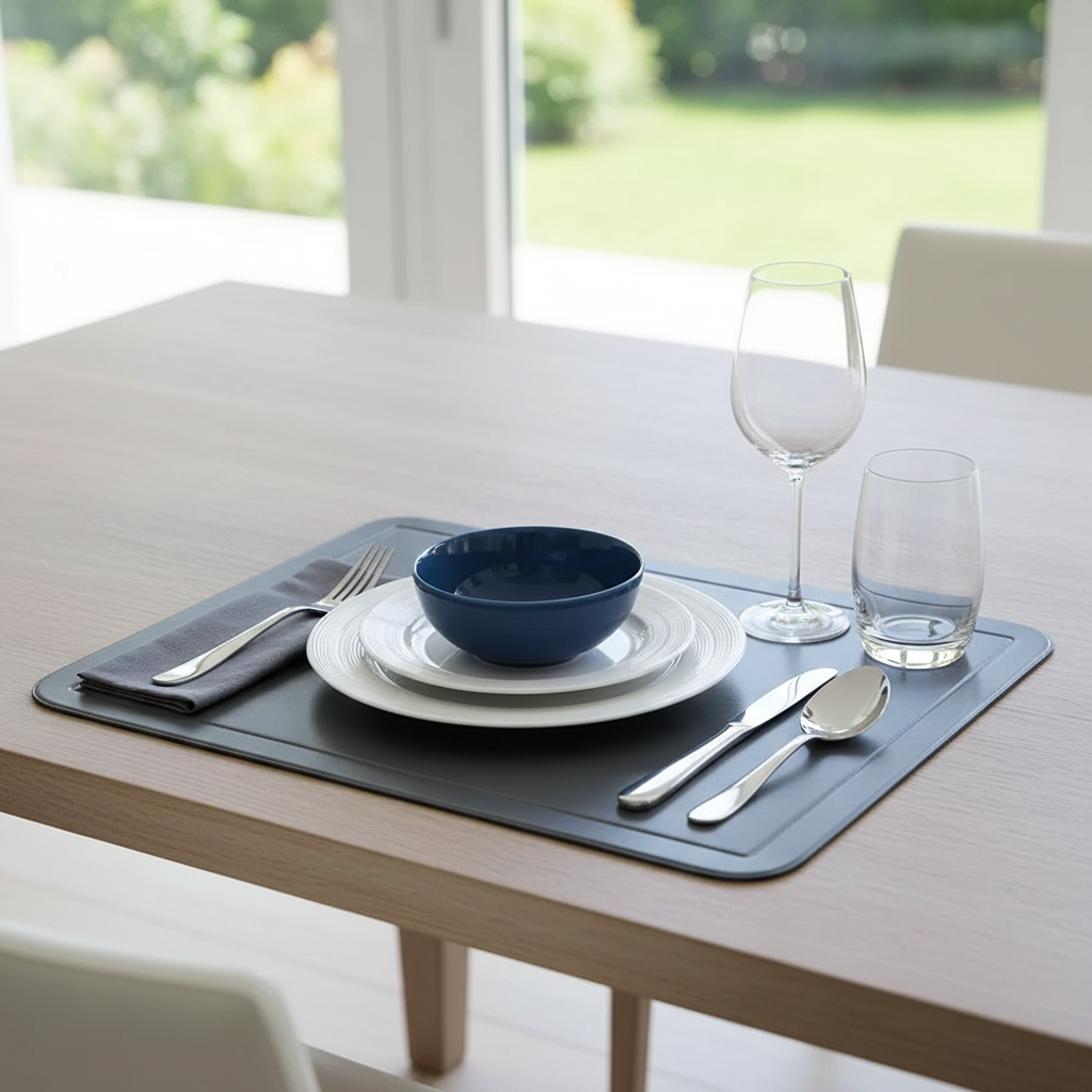 Cool Gray Plastic Dining Placemat – Durable, Easy Clean, Modern Table Decor – Set of 12