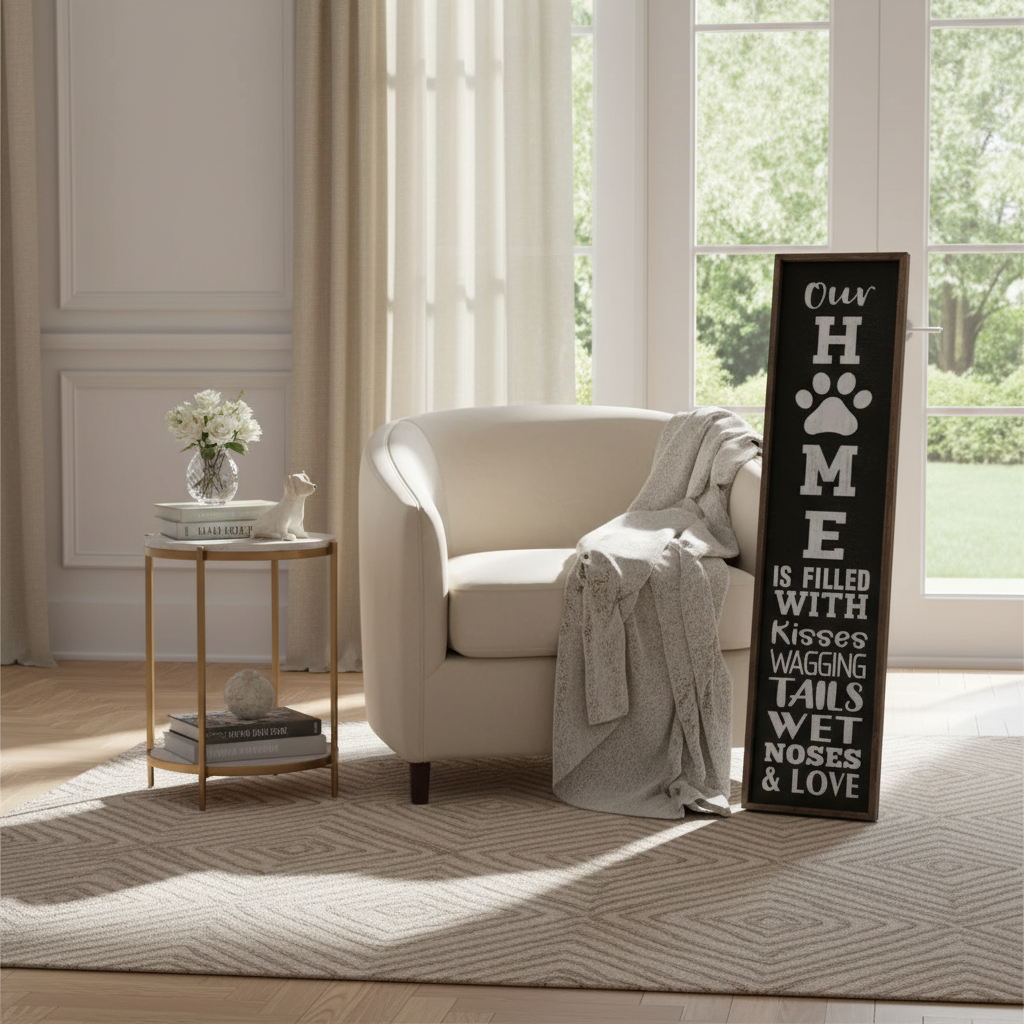 Floor Standing Framed Wall Sign "Our Home Is Filled With" Home Decor
