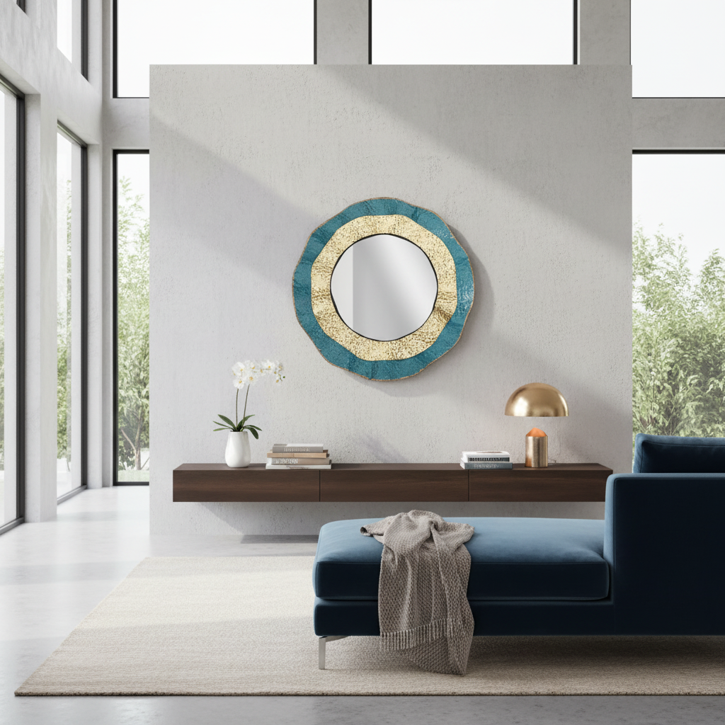 Kai Metal Round Wall Mirror – Stylish Home Decor Accent, Modern Design