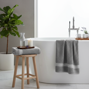 Luxury Stitch Cotton Bath Towel Light Gray 27x50 Inch – Plush, Quick Drying – Set of 2