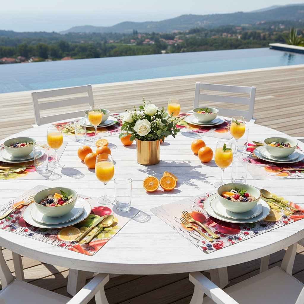 Plastic Placemat Fruit Smoothie Design Set of 12