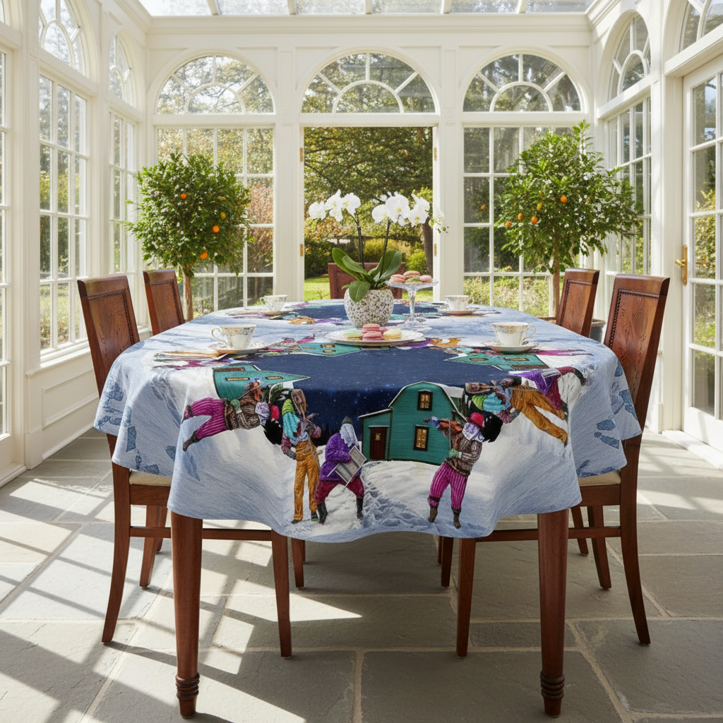 Polyester Digital Print Tablecloth Washboard Mummer 60x90 Inch – Easy Care, Decorative