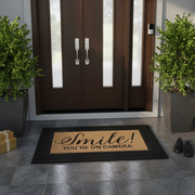 Rubber & Coir Door Mat "Smile You're On Camera" Design