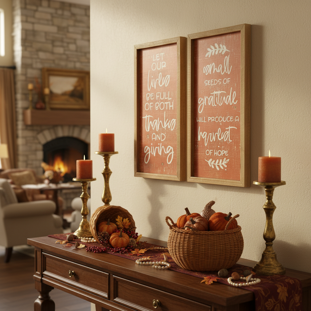Framed Etched Harvest/Thanksgiving Wall Plaque – Assorted Designs, Set of 2