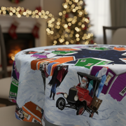 Polyester Digital Print Tablecloth Santa’s Helpers 54x72 Inch – Holiday Dining Linen