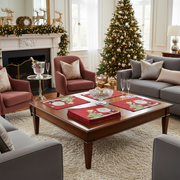 Tapestry Unbacked Placemat – Santa Decorating Tree, Holiday Dining Set of 12