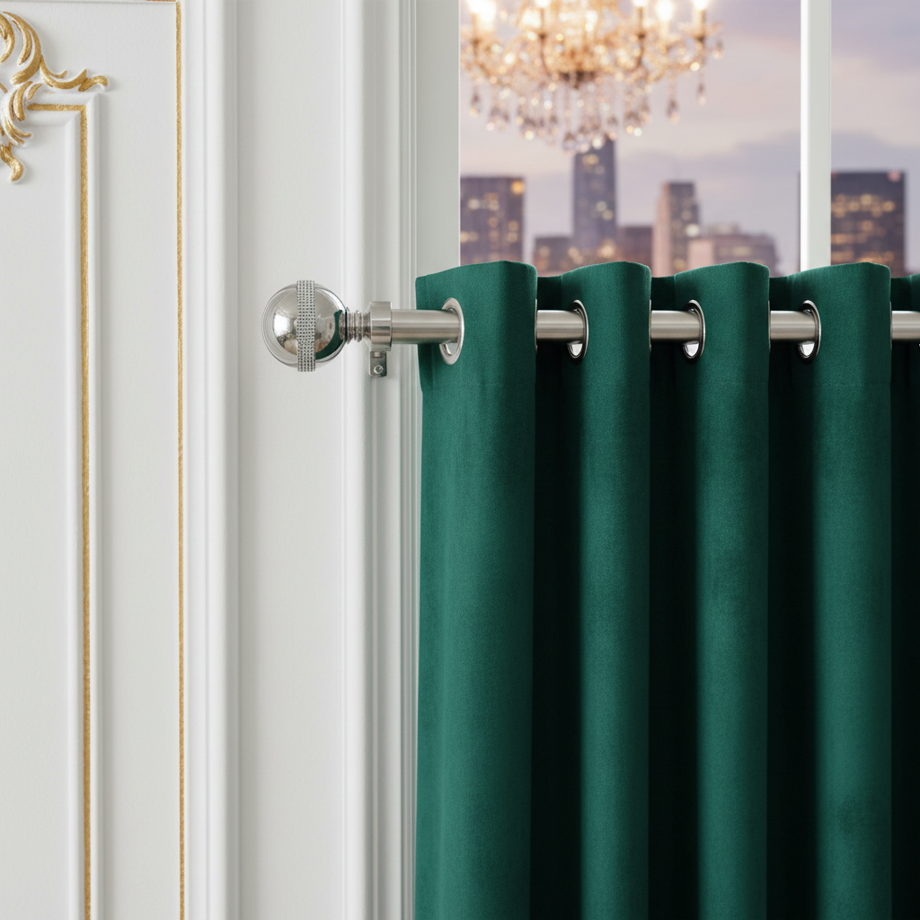 25/28mm Drape Pole Set Spark Nickel Adjustable 66-120 Inch Curtain Rod