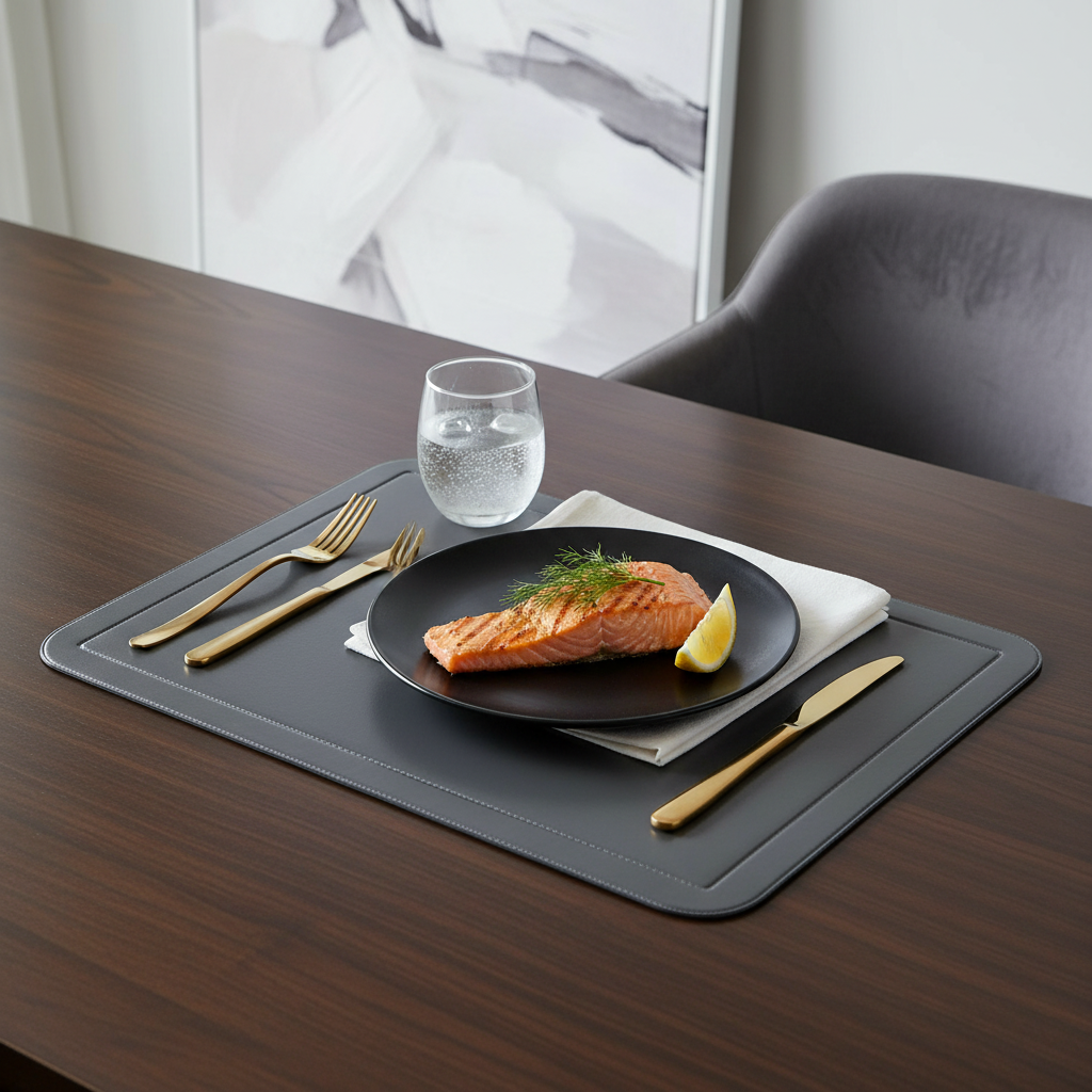 Cool Gray Plastic Dining Placemat – Durable, Easy Clean, Modern Table Decor – Set of 12