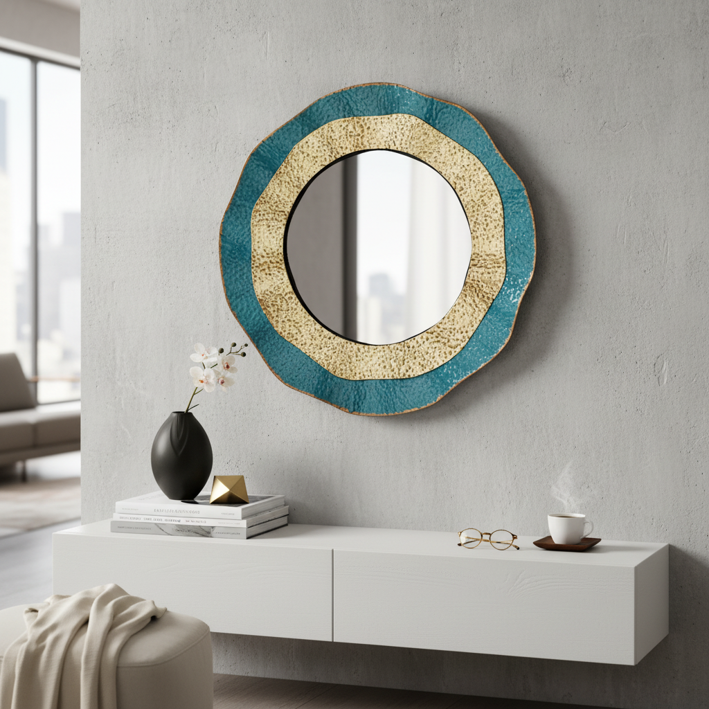 Kai Metal Round Wall Mirror – Stylish Home Decor Accent, Modern Design
