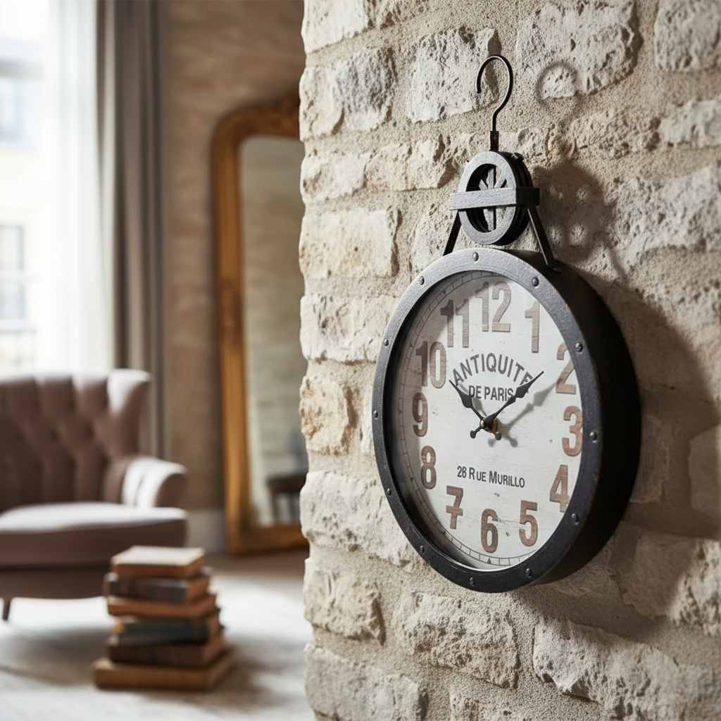 Antiquite de Paris Wall Clock – Vintage Style Metal Home Clock