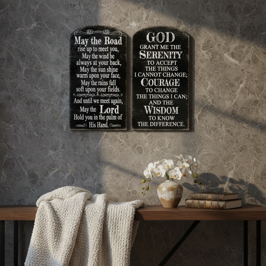 MDF Wall Sign "Lord/God" Assorted Set of 2 Inspirational Wall Decor