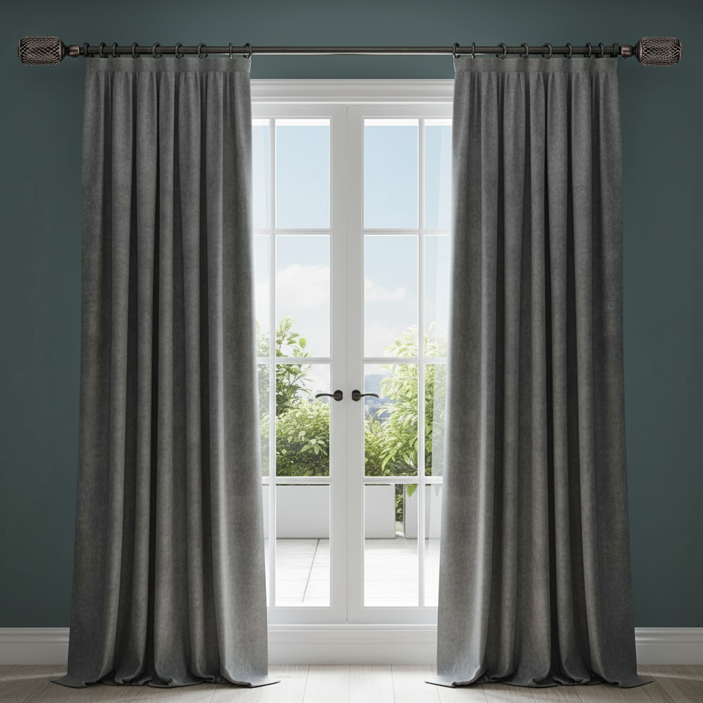 Adjustable Metal Drape Pole 16/19mm – Annette Black Copper Finish, 48-84", Curtain Rod Set