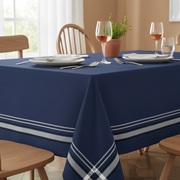 French Border Cotton Tablecloth 60x90 Navy Blue Dining Table Cover