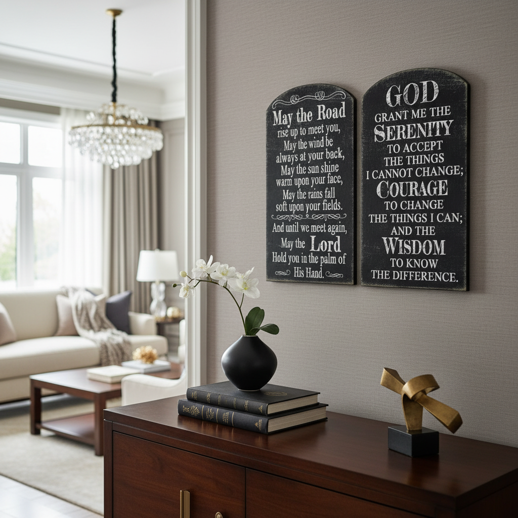 MDF Wall Sign "Lord/God" Assorted Set of 2 Inspirational Wall Decor