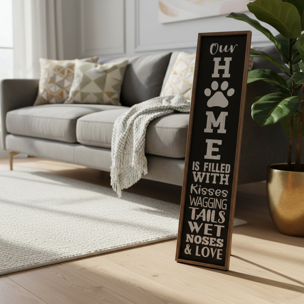Floor Standing Framed Wall Sign "Our Home Is Filled With" Home Decor