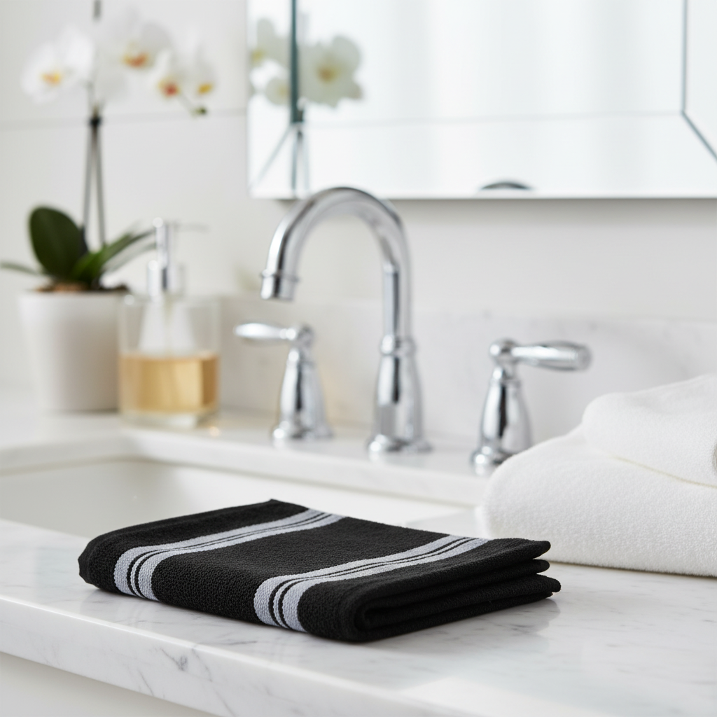 Deluxe Cotton Wash Cloth Black 12x12 Inch – Soft & Absorbent – Set of 6