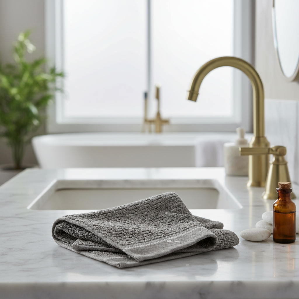 Luxury Stitch Cotton Wash Cloth Light Gray 12x12 Inch – Soft, Absorbent & Durable – Set of 6