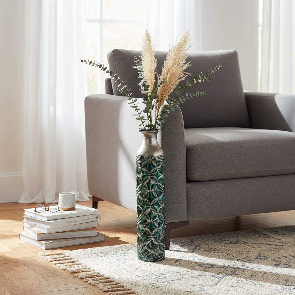 Metal Floor Vase – 24" Torrent, Decorative Home Accent