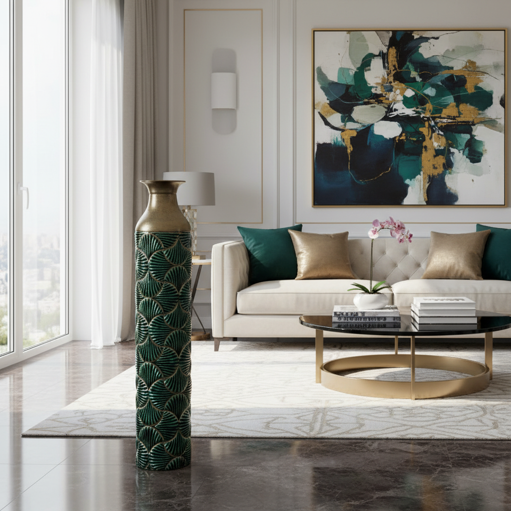 Metal Floor Vase – 24" Torrent, Decorative Home Accent