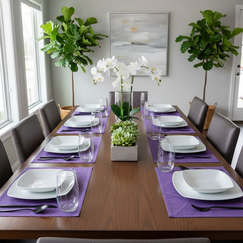Vinyl Placemat – Electrify Purple, Contemporary Table Set of 12