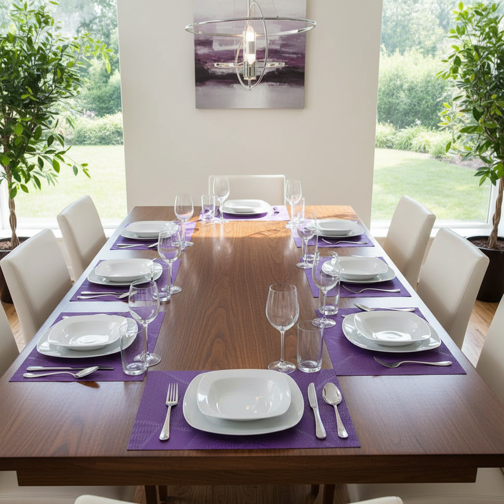 Vinyl Placemat – Electrify Purple, Contemporary Table Set of 12