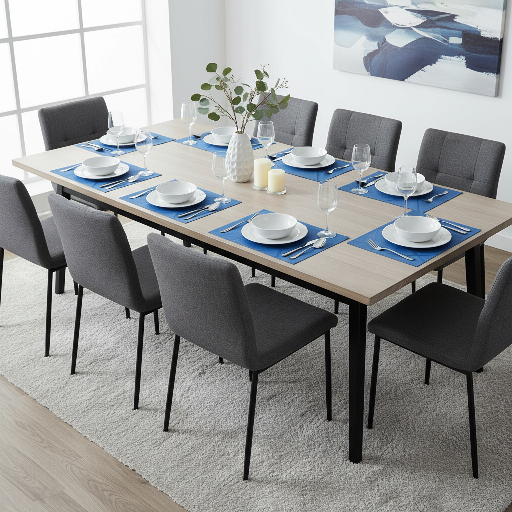 Vinyl Placemat – Electrify Blue, Modern Dining Table Set of 12