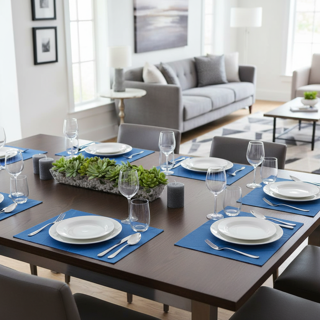 Vinyl Placemat – Electrify Blue, Modern Dining Table Set of 12