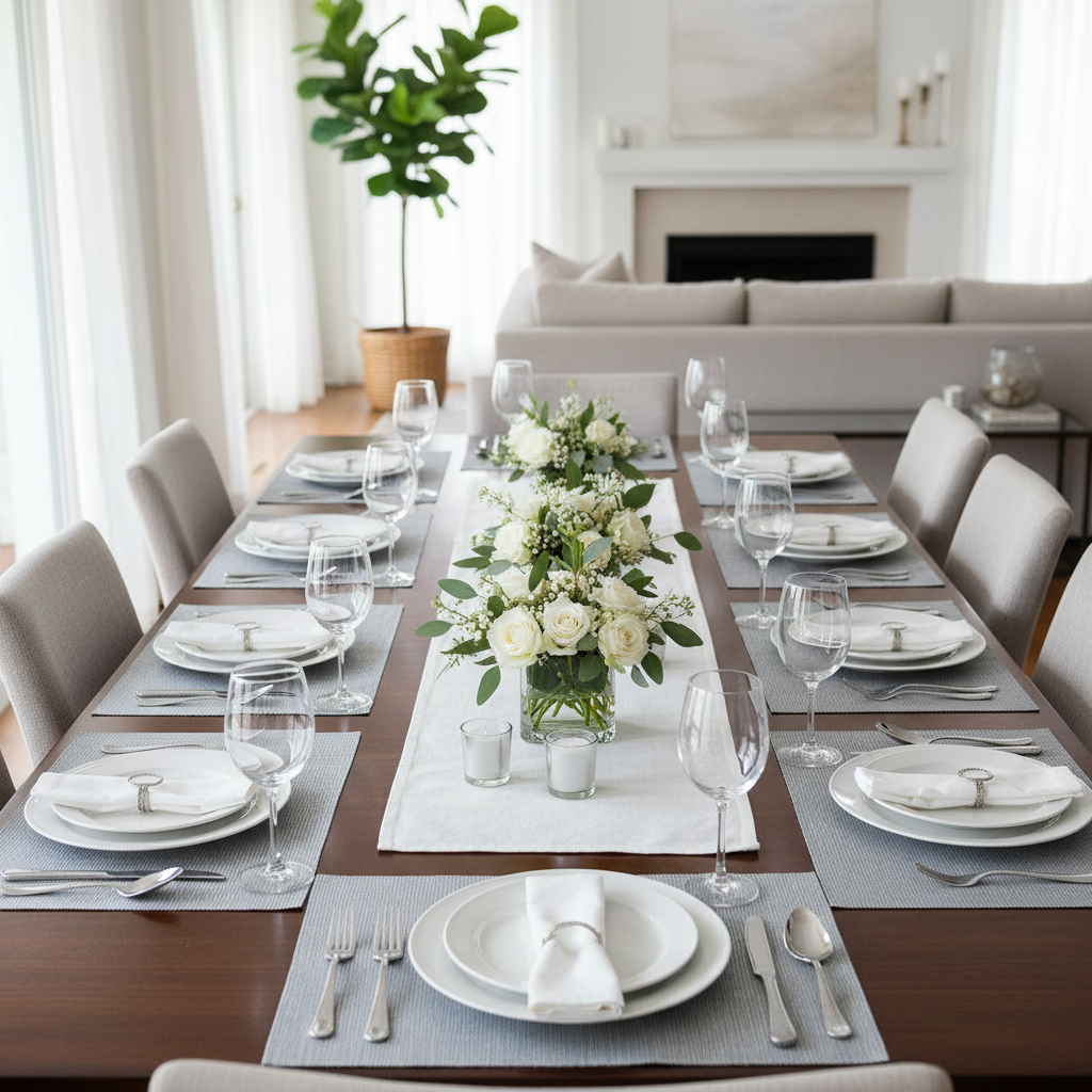 Vinyl Placemat – Remi Silver, Elegant Table Set of 12