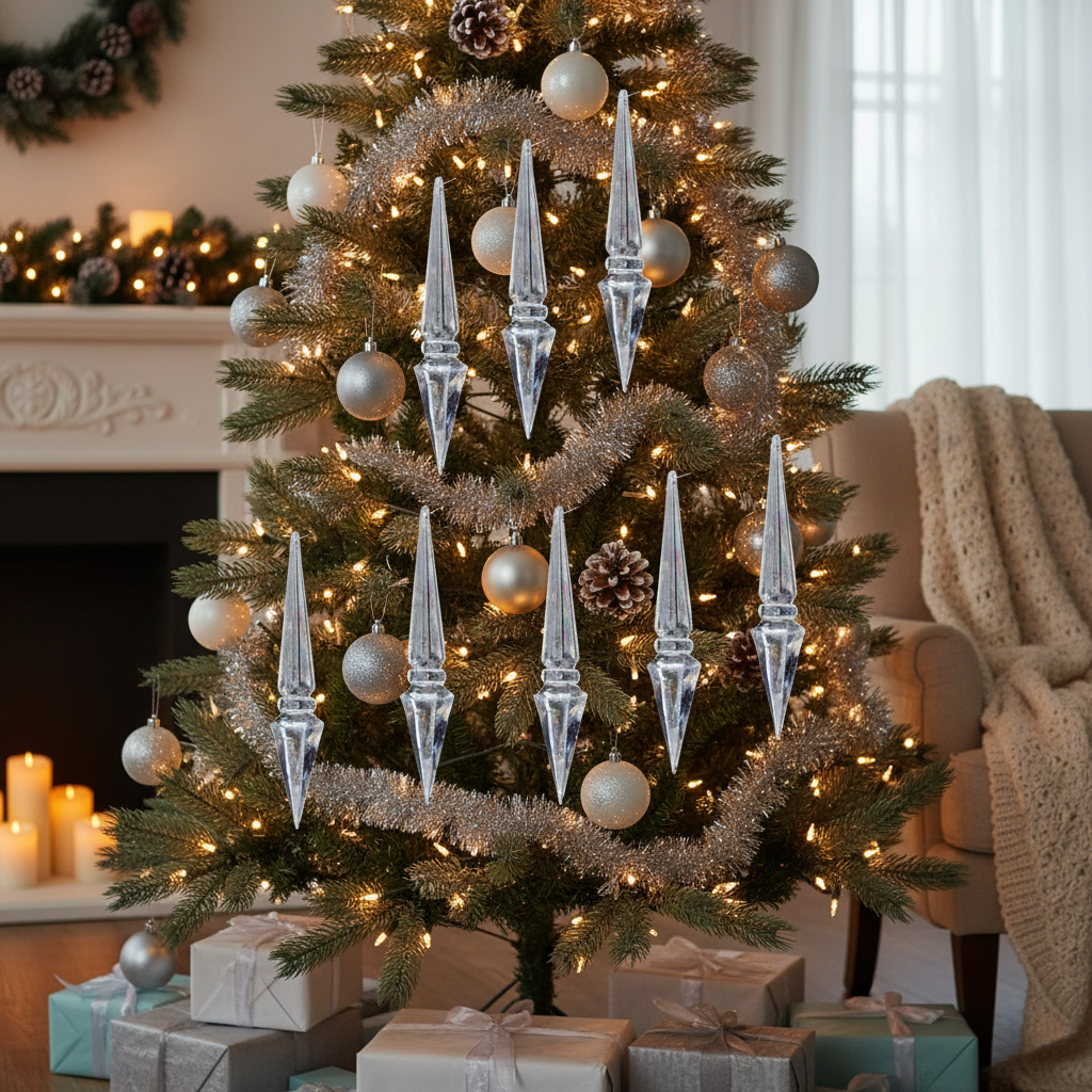 Acrylic Diamond Icicle Ornaments – 5", Pack of 4, Set of 2