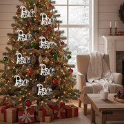 Flat Silver Metal Holiday Ornament – "Peace" Text, Set of 12