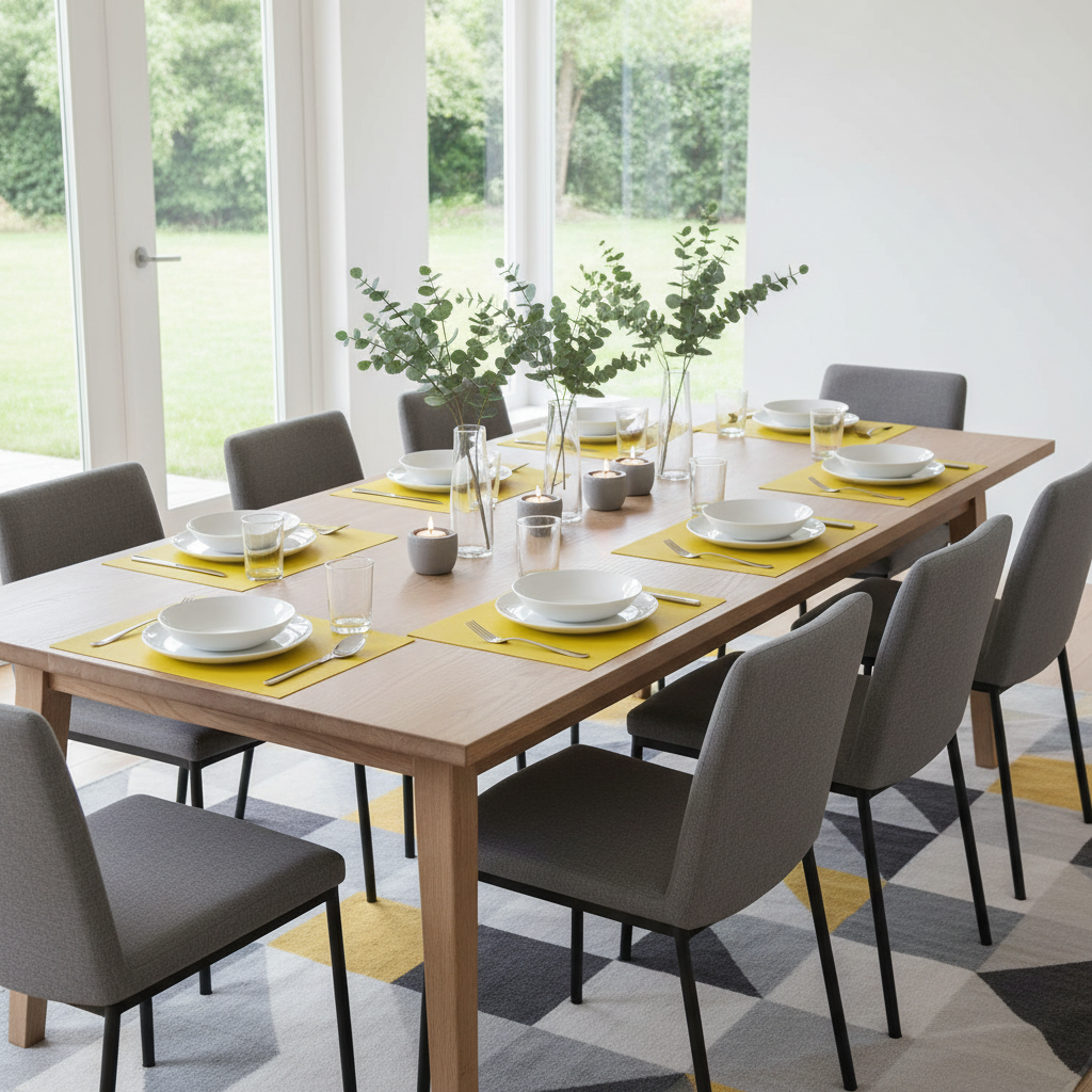 Vinyl Placemat – Electrify Yellow, Modern Dining Table Set of 12
