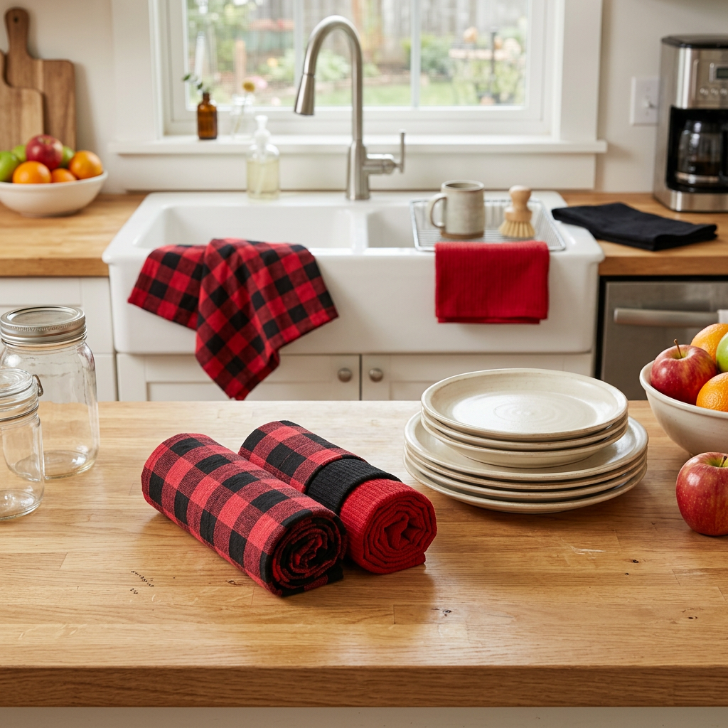 Buffalo Print Cotton Dish Cloths 3-Piece Set – Absorbent, Durable Kitchen Towels – Set of 2