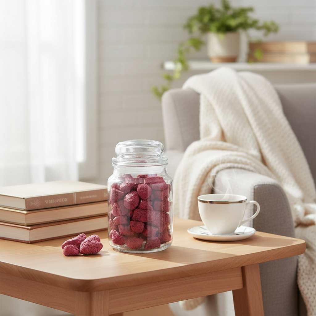 Berry Scented Aromatic Stones in Glass Jar with Lid – Decorative Fragrance Home Air Freshener
